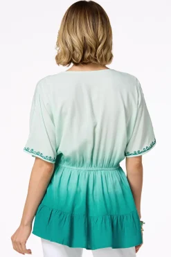 Embroidered Dip Dye Top