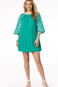 Embroidered Eyelet Sleeve Dress