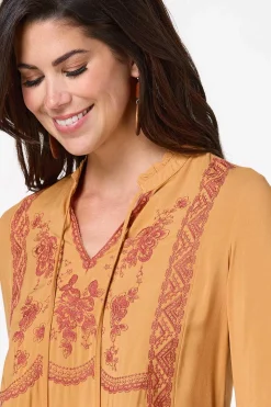 Embroidered Flare Sleeve Top