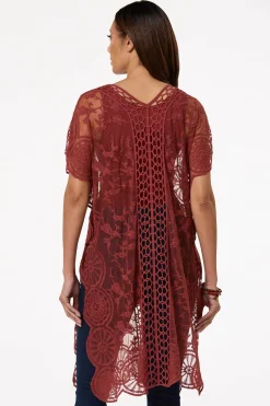 Embroidered Mesh Duster