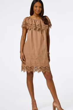 Embroidered Off Shoulder Dress