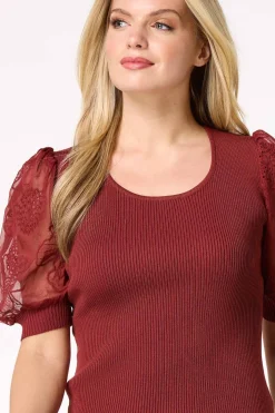 Embroidered Puff Sleeve Sweater