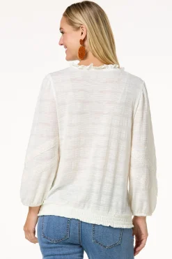 Embroidered Smocked Top