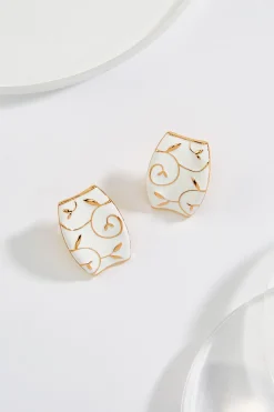 Enamel Design Button Earrings