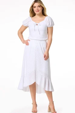 Eyelet High- Low Skirt