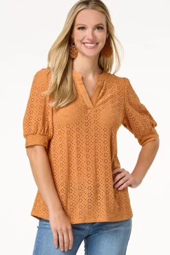 Eyelet Puff Sleeve Top