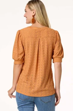Eyelet Puff Sleeve Top