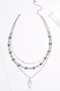 Faith Fish Pendant Layered Necklace
