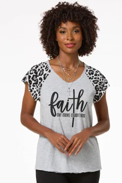 Faith Leopard Sleeve Tee