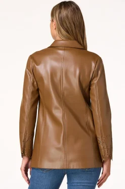 Faux Leather Laser Cut Blazer