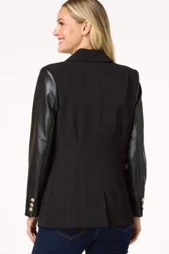 Faux Leather Sleeve Blazer