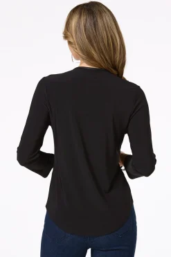 Faux Leather Trim Top