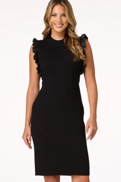 Faux Ruffled Sleeve Sweater Dress
