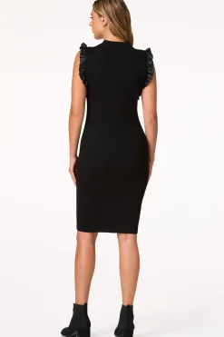 Faux Ruffled Sleeve Sweater Dress