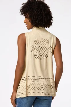 Faux Suede Laser Cut Vest