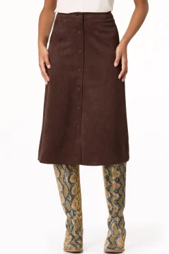 Faux Suede Midi Skirt