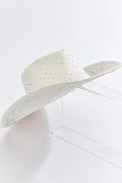 Faux Suede Rhinestone Western Hat