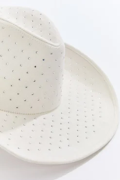 Faux Suede Rhinestone Western Hat