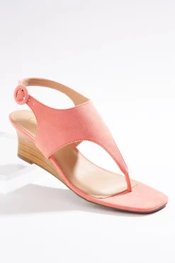 Faux Suede Thong Wedge Sandals