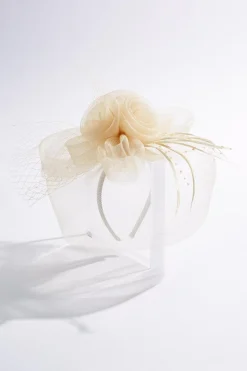 Feather Pearl Veil Fascinator