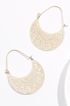 Filigree Crescent Hoop Earrings