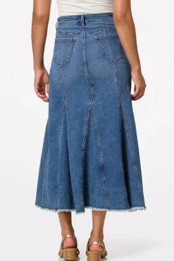 Fit And Flare Denim Maxi Skirt