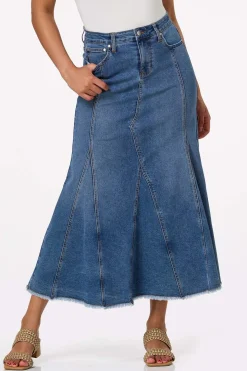 Fit And Flare Denim Maxi Skirt