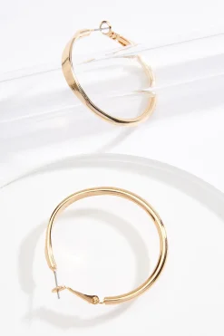 Flat Front Gold Hoop Earrings