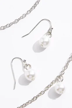 Floating Pearl Long Necklace Set