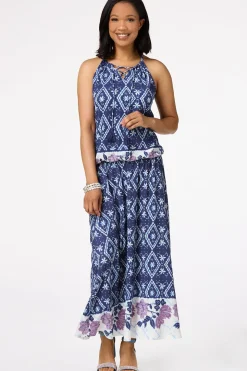 Floral Border Maxi Skirt