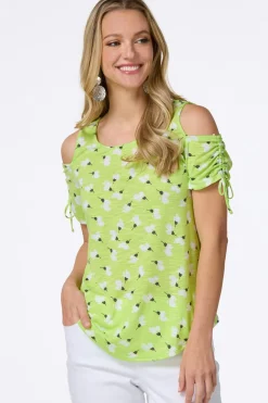 Floral Breeze Cold Shoulder Top