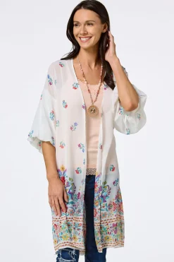 Floral Bubble Sleeve Kimono