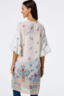 Floral Bubble Sleeve Kimono