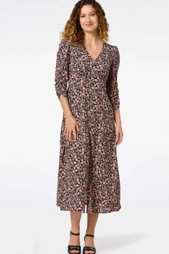 Floral Cinched Sleeve Dress