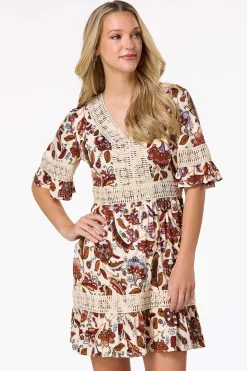Floral Crochet Trim Dress