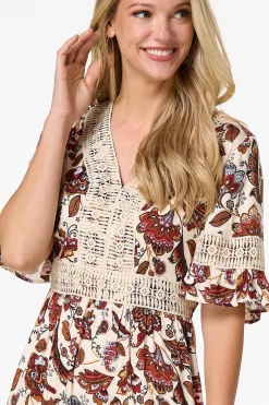 Floral Crochet Trim Dress
