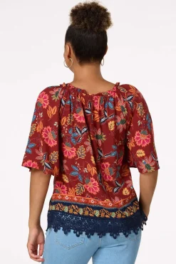 Floral Crochet Trim Top