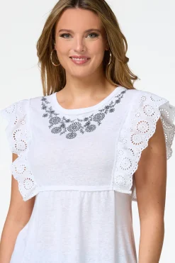 Floral Embroidered Babydoll Top