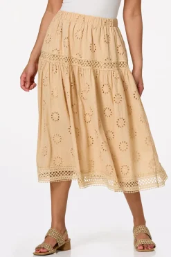 Floral Eyelet Embroidered Skirt