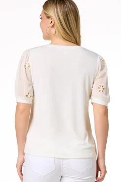 Floral Eyelet Sleeve Top