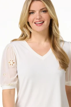 Floral Eyelet Sleeve Top