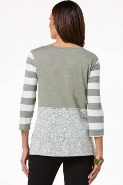 Floral Eyelet Stripe Top
