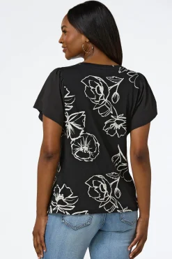 Floral Flutter Sleeve Top