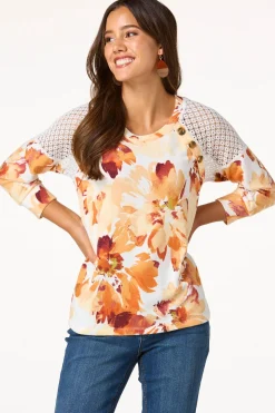 Floral Lace Shoulder Top
