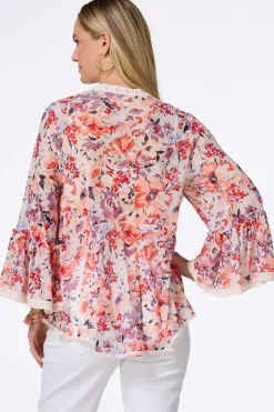 Floral Lace Trim Kimono