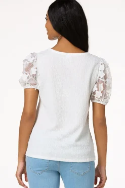 Floral Mesh Sleeve Top