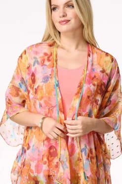 Floral Metallic Kimono