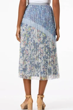 Floral Pleated Mesh Skirt