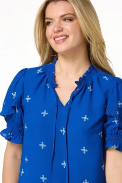 Floral Pleated Sleeve Top
