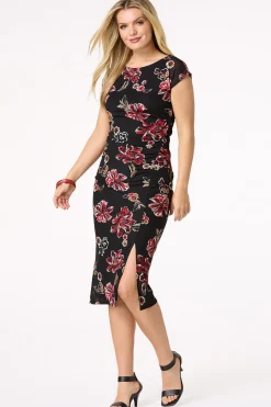 Floral Ruched Midi Dress